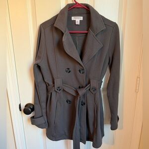 Maternity Soft Charcoal Double-Breasted Trench Coat